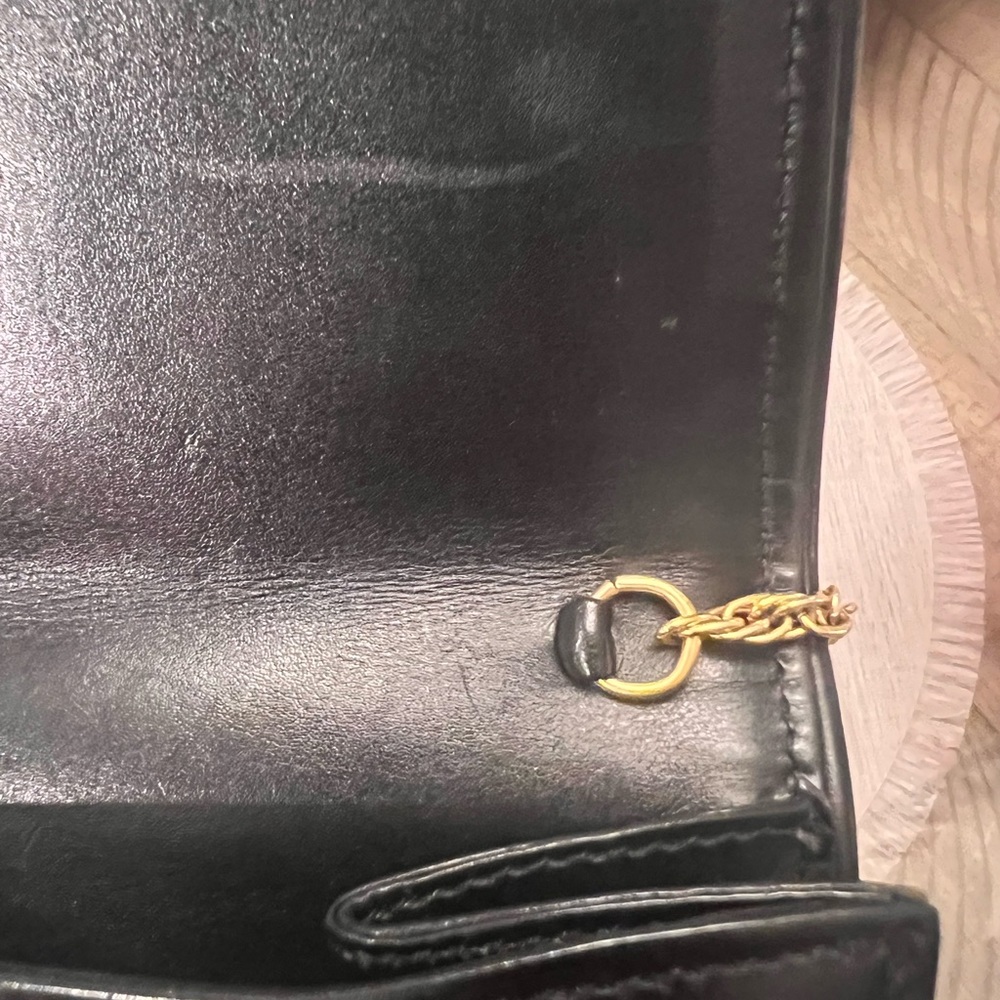 Vintage 70’s Gucci Black Leather handbag w/ Chain - Picture 7 of 13